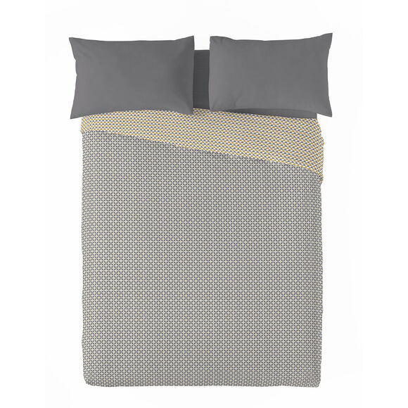 Couette microfibre micro imprimé graphique 200 g/m² (gris / jaune) Couette microfibre micro imprimé graphique 200 g/m² (gris / jaune)